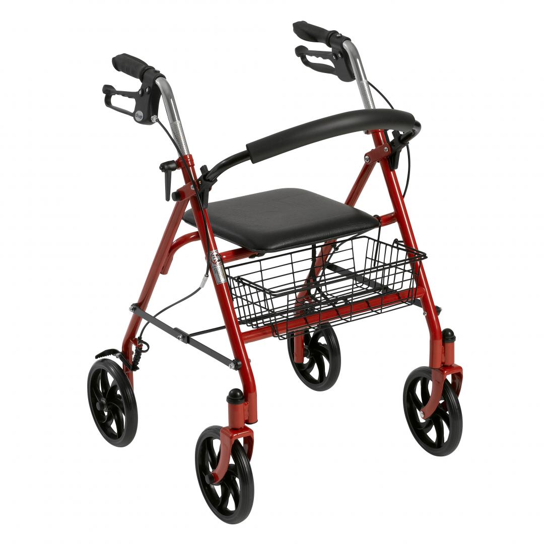 Four Wheel Walker Rollator with Fold Up Removable Back Support, by Drive Medical